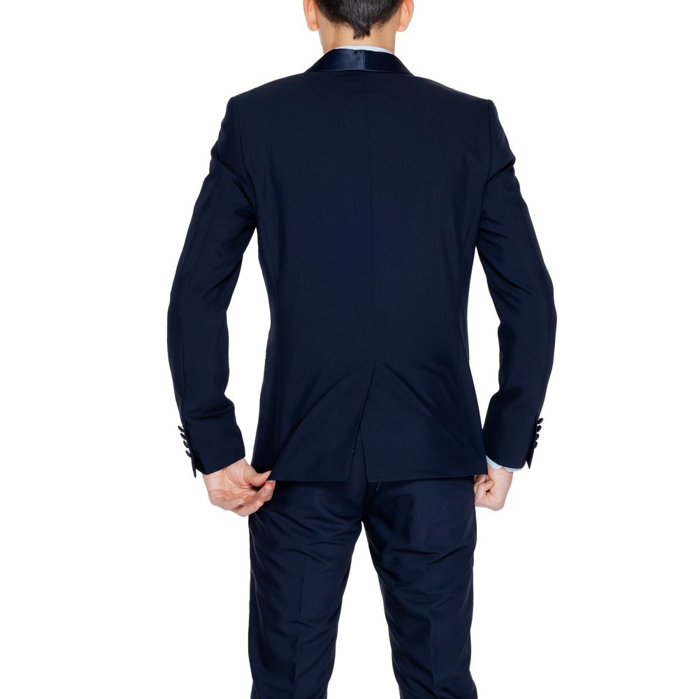 Blue Polyester Blazer - ventzia