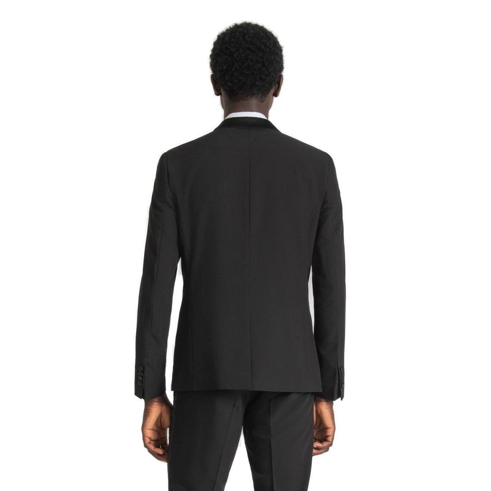 Black Polyester Blazer - ventzia