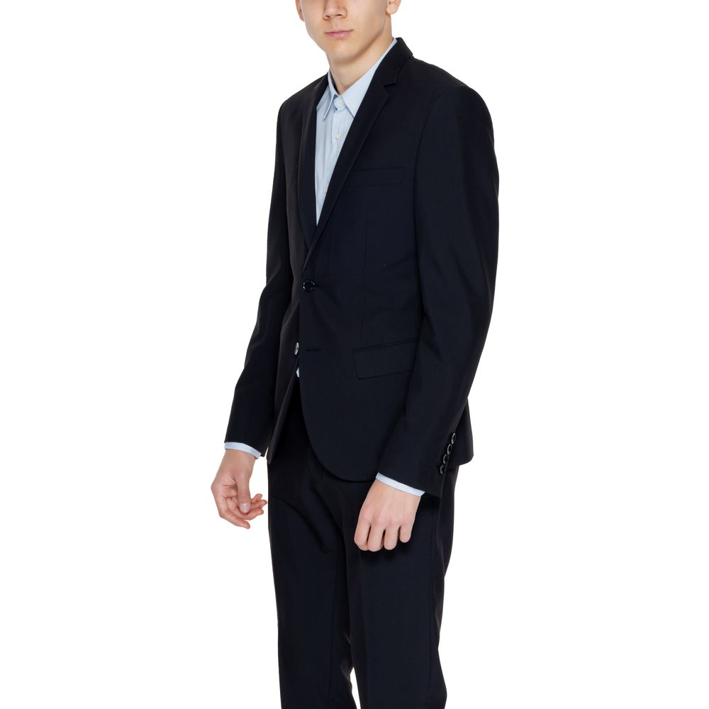 Black Polyester Blazer - ventzia