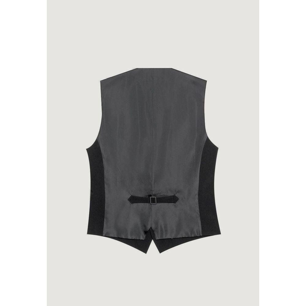 Black Polyester Waistcoat - ventzia