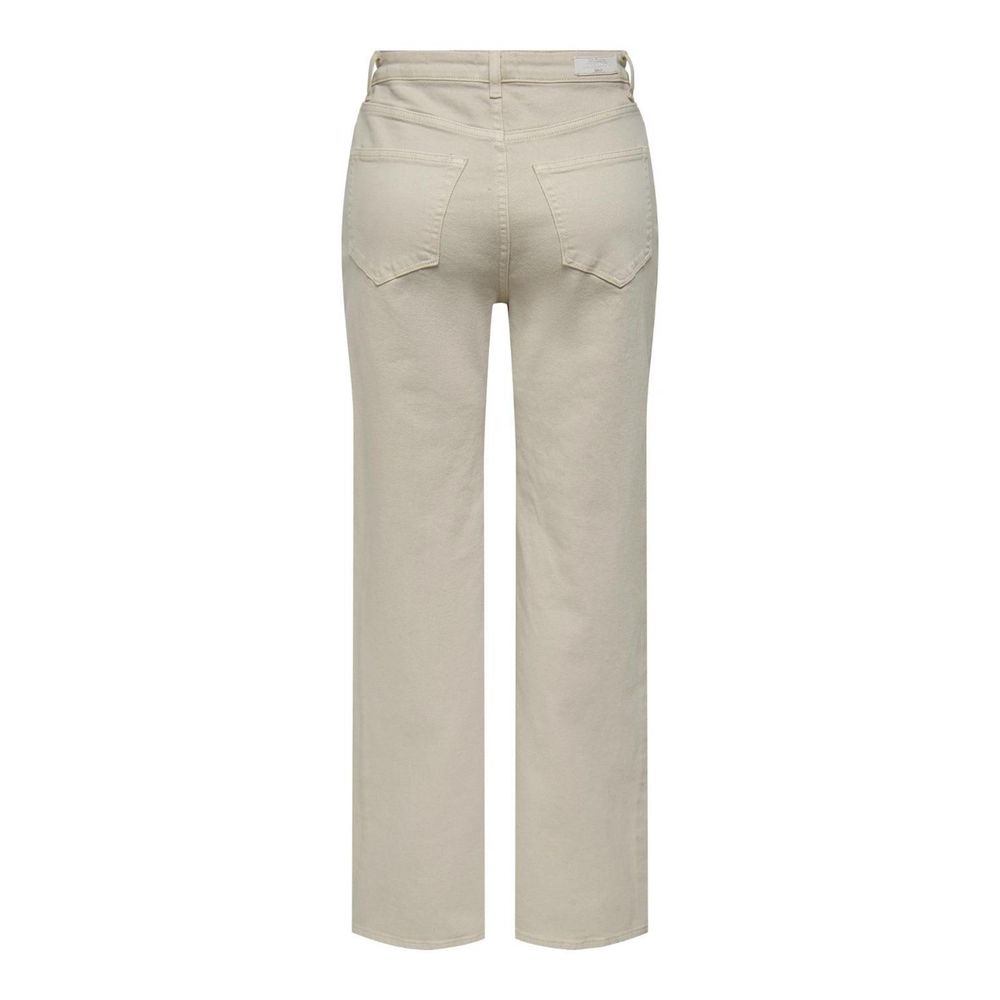 Beige Cotton Relaxed Fit Jeans - ventzia