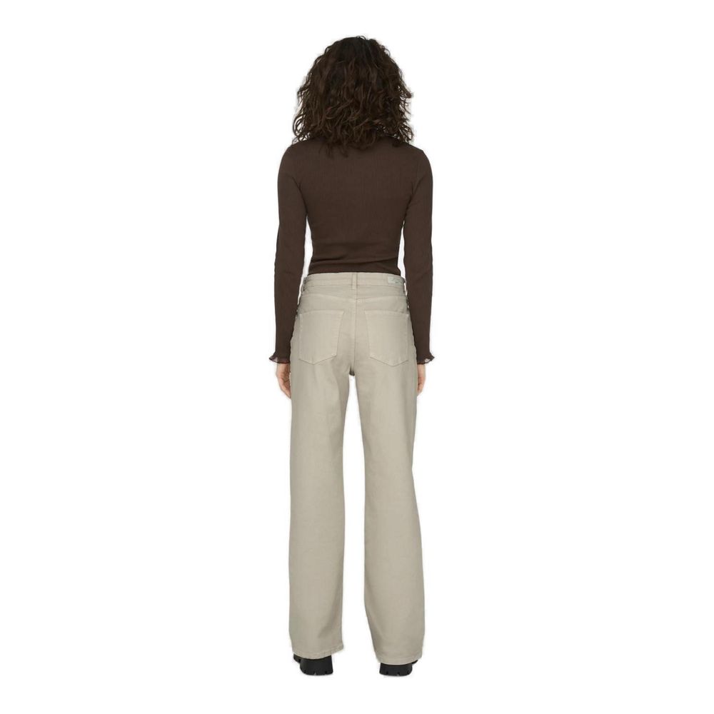 Beige Cotton Relaxed Fit Jeans - ventzia