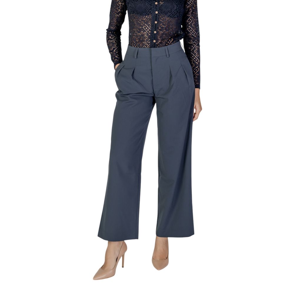 Gray Recycled Polyester Casual Pants - ventzia