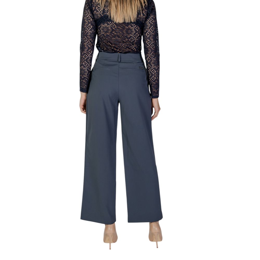 Gray Recycled Polyester Casual Pants - ventzia