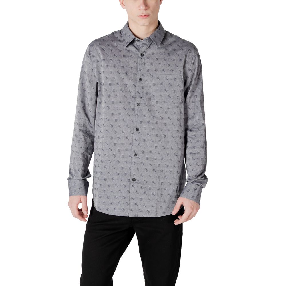 Gray Cotton Pattern Shirt - ventzia