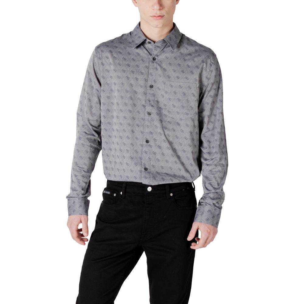 Gray Cotton Pattern Shirt - ventzia