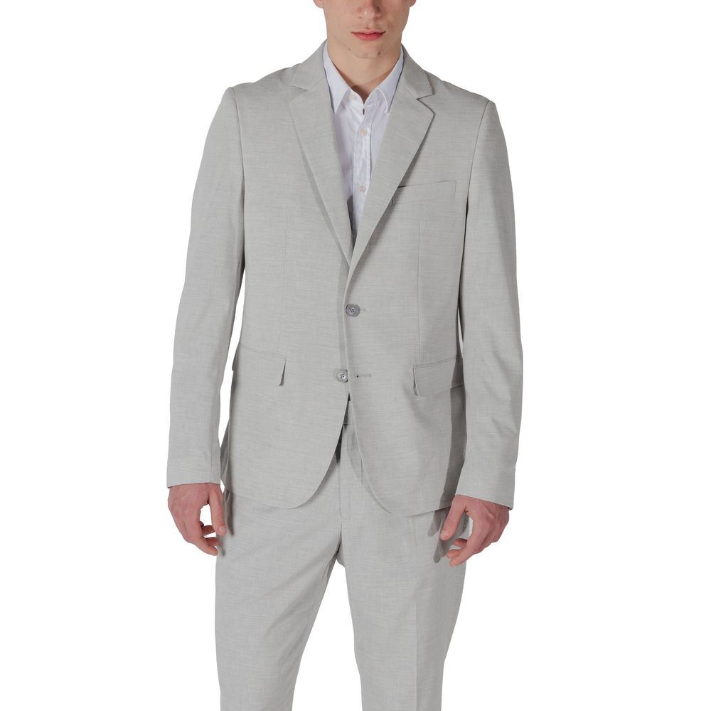 Gray Polyester Blazer - ventzia