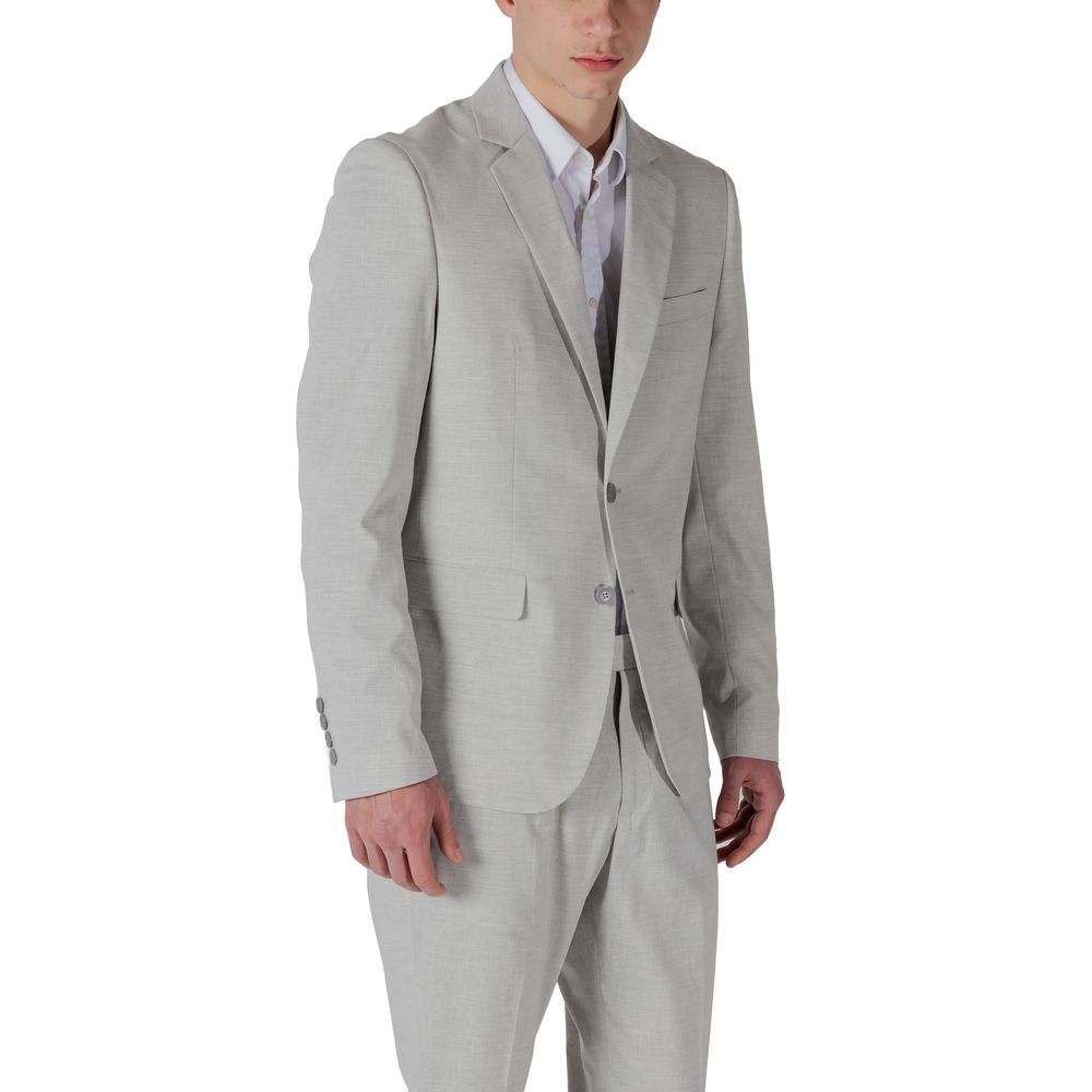 Gray Polyester Blazer - ventzia