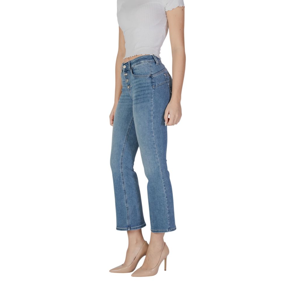 Blue Cotton Bootcut Jeans - ventzia