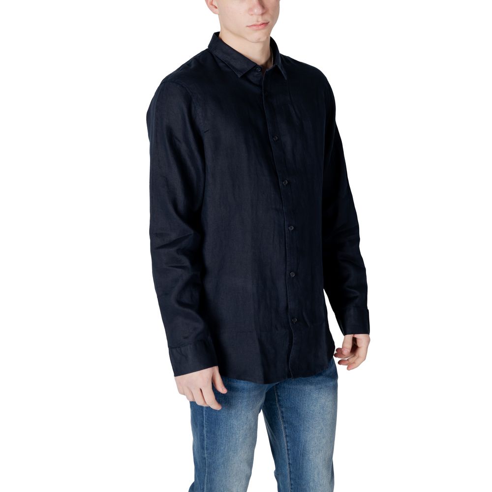 Blue Linen Dress Shirt - ventzia