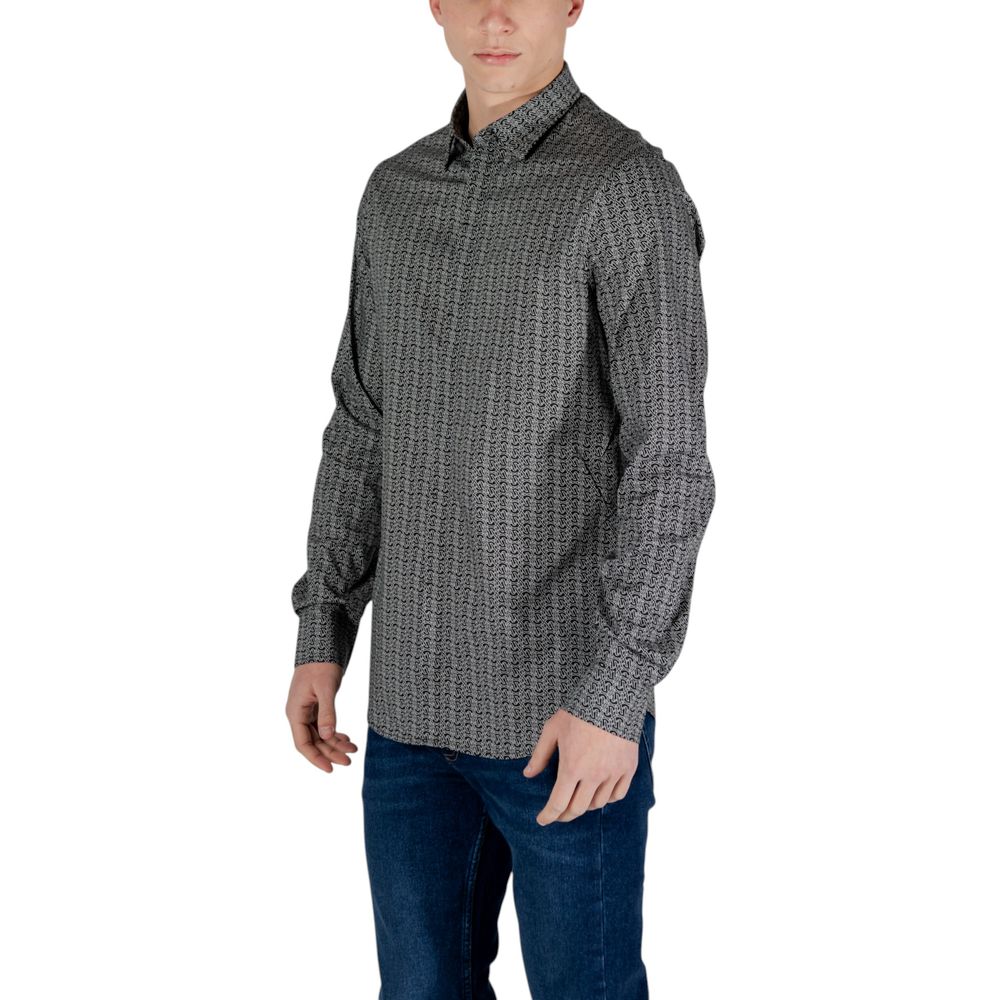Black Cotton Pattern Shirt - ventzia