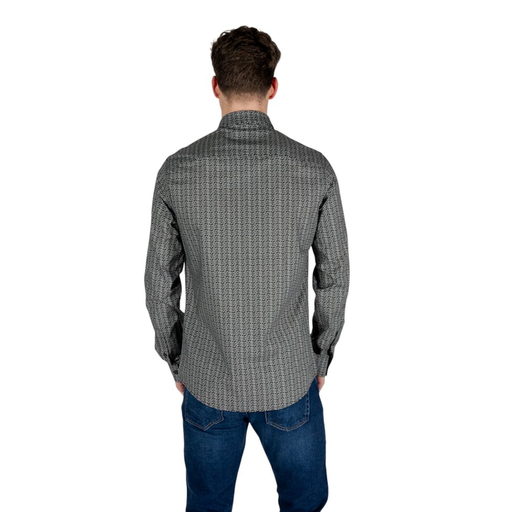 Black Cotton Pattern Shirt - ventzia