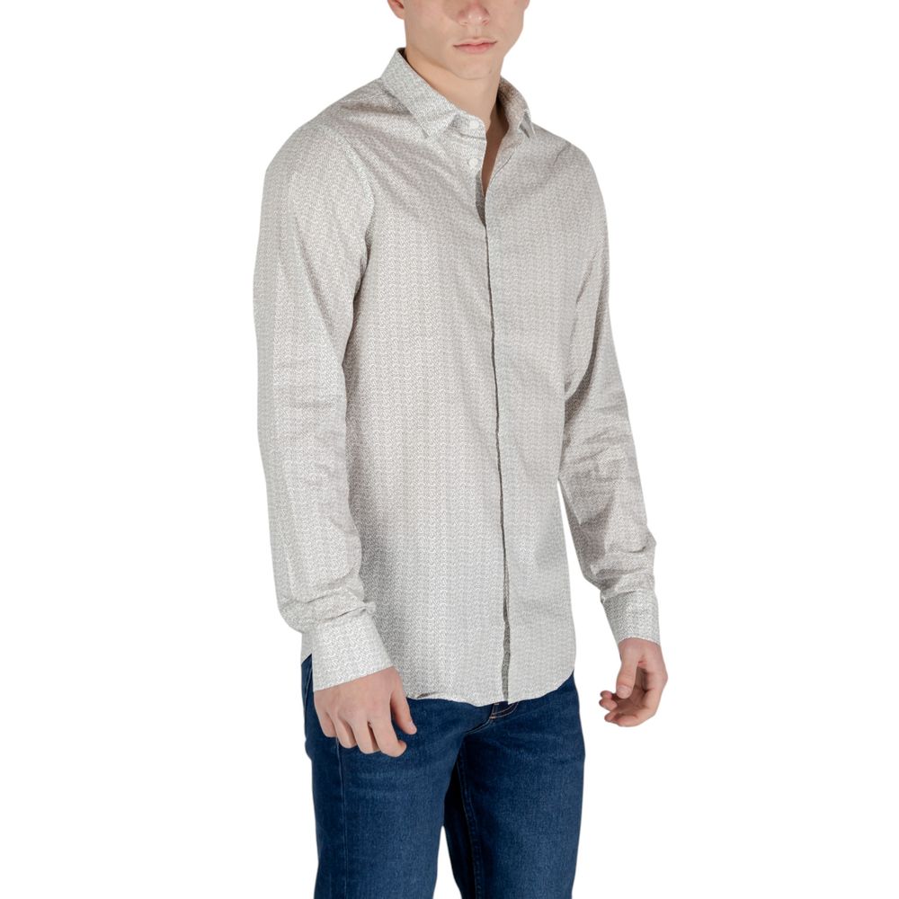 Cream Cotton Pattern Shirt - ventzia