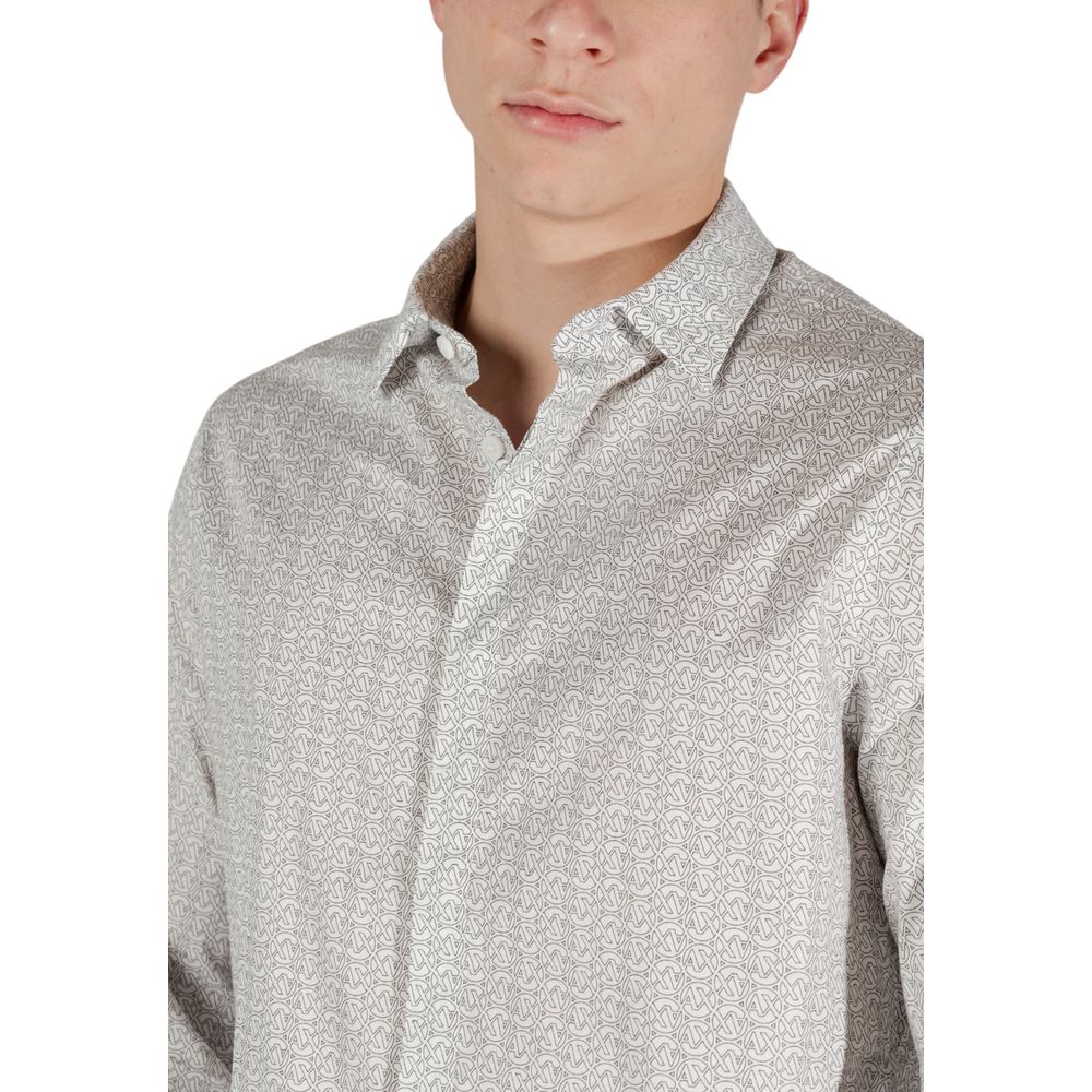 Cream Cotton Pattern Shirt - ventzia