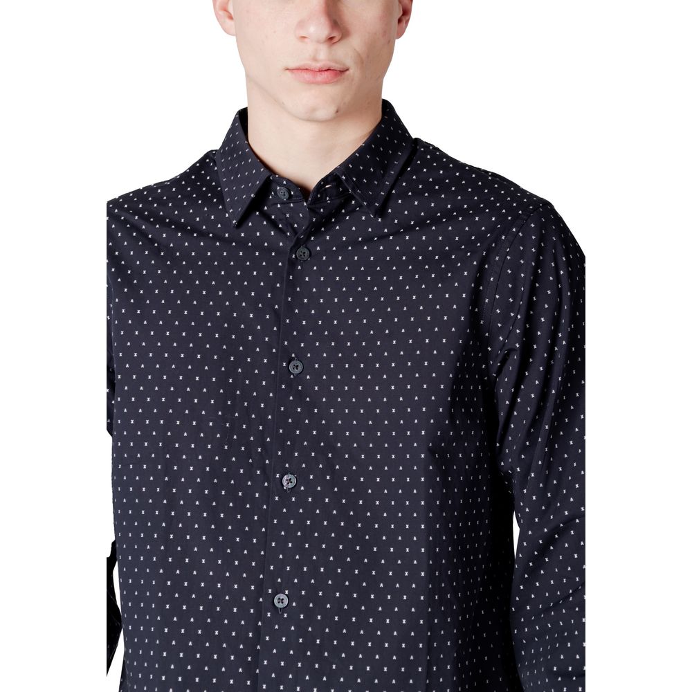Blue Cotton Pattern Shirt - ventzia