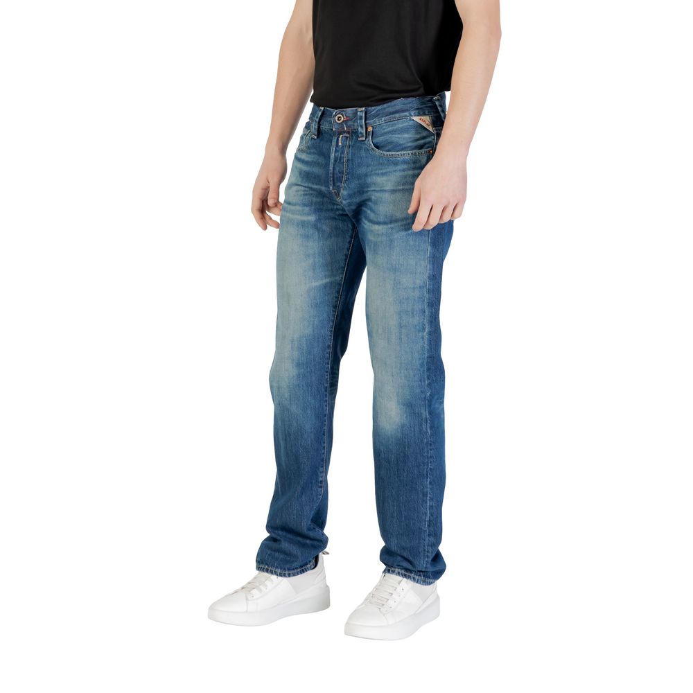 Blue Cotton Relaxed Fit Jeans - ventzia