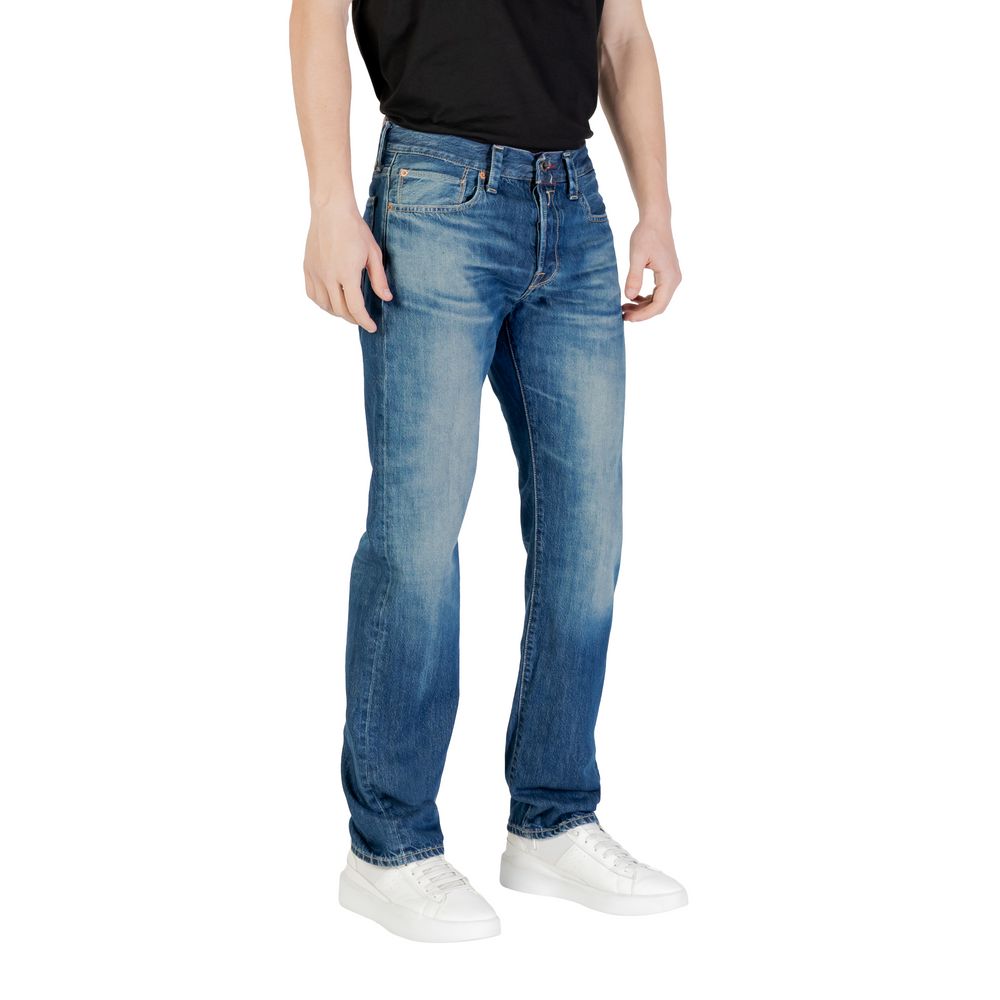 Blue Cotton Relaxed Fit Jeans - ventzia