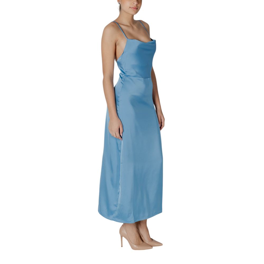 Turquoise Polyester Long Dress - ventzia