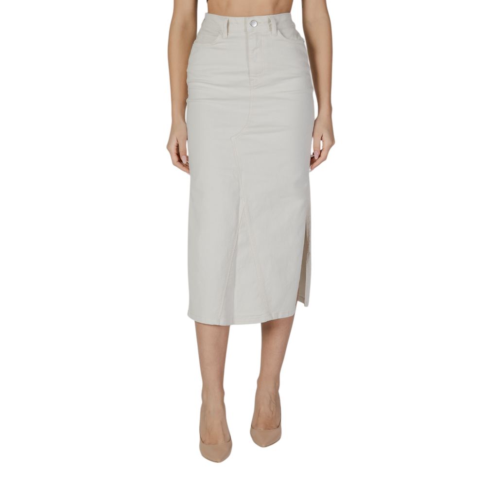 Cream Cotton Long Skirt - ventzia