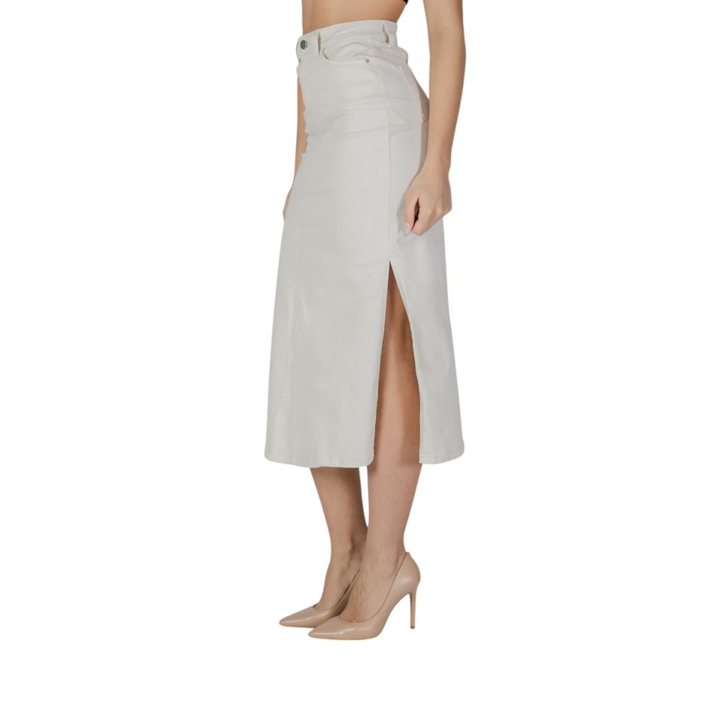 Cream Cotton Long Skirt - ventzia