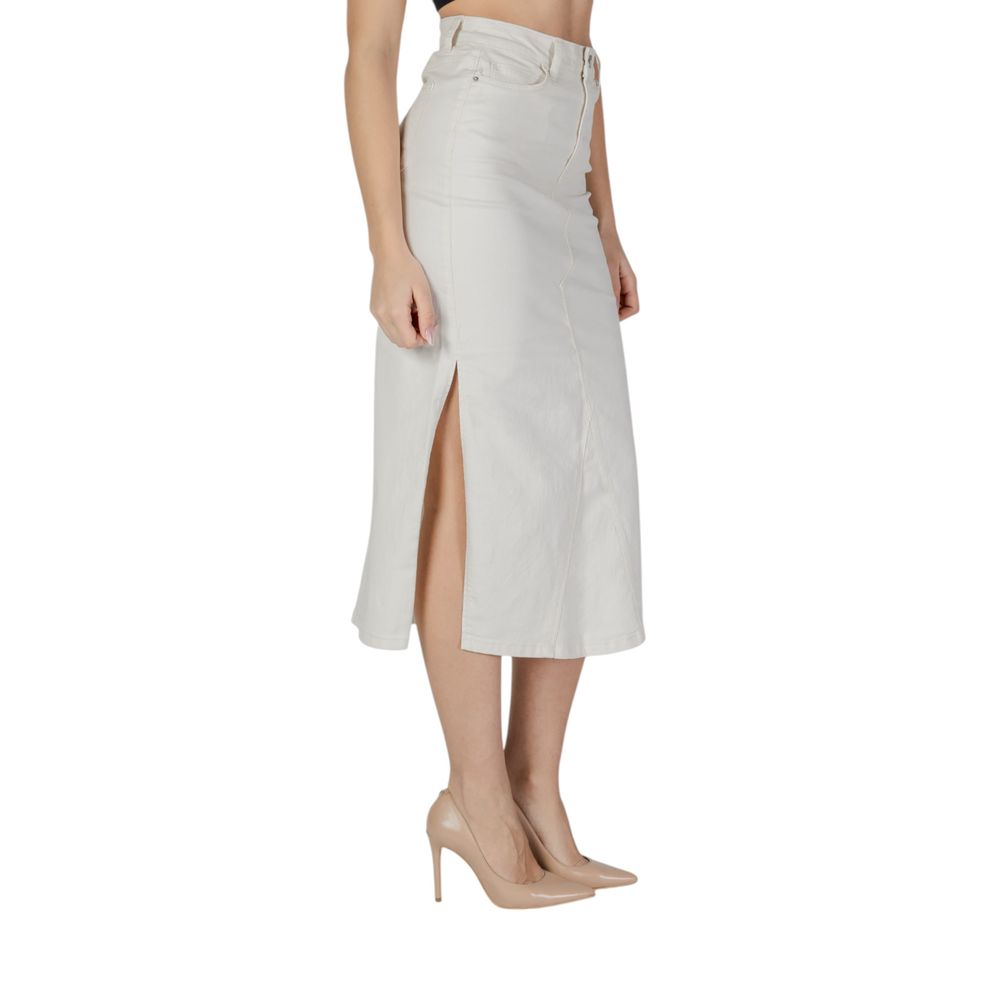 Cream Cotton Long Skirt - ventzia