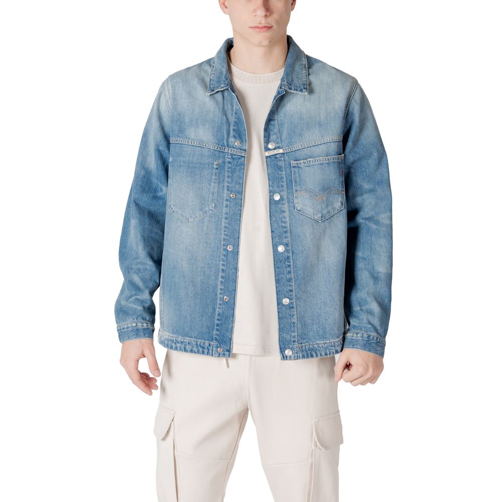 Light Blue Cotton Denim Jacket - ventzia