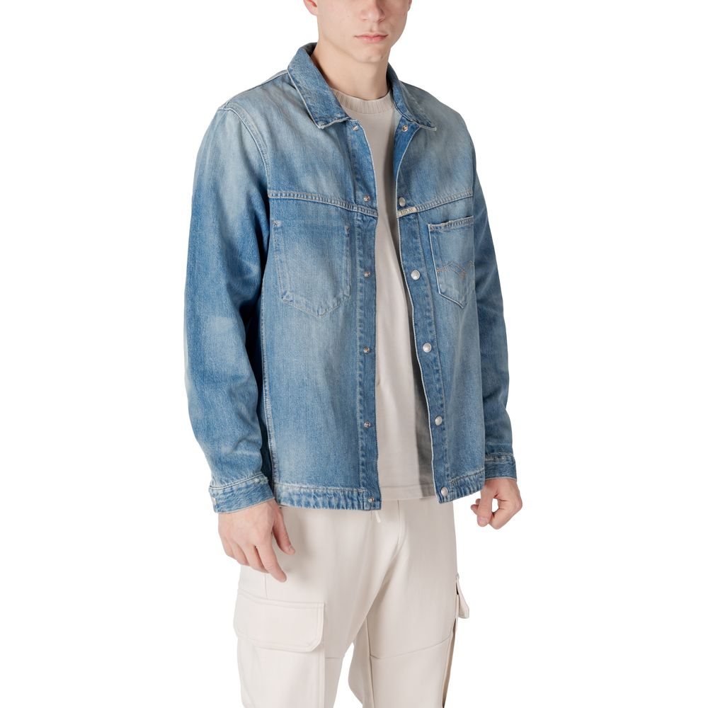 Light Blue Cotton Denim Jacket - ventzia