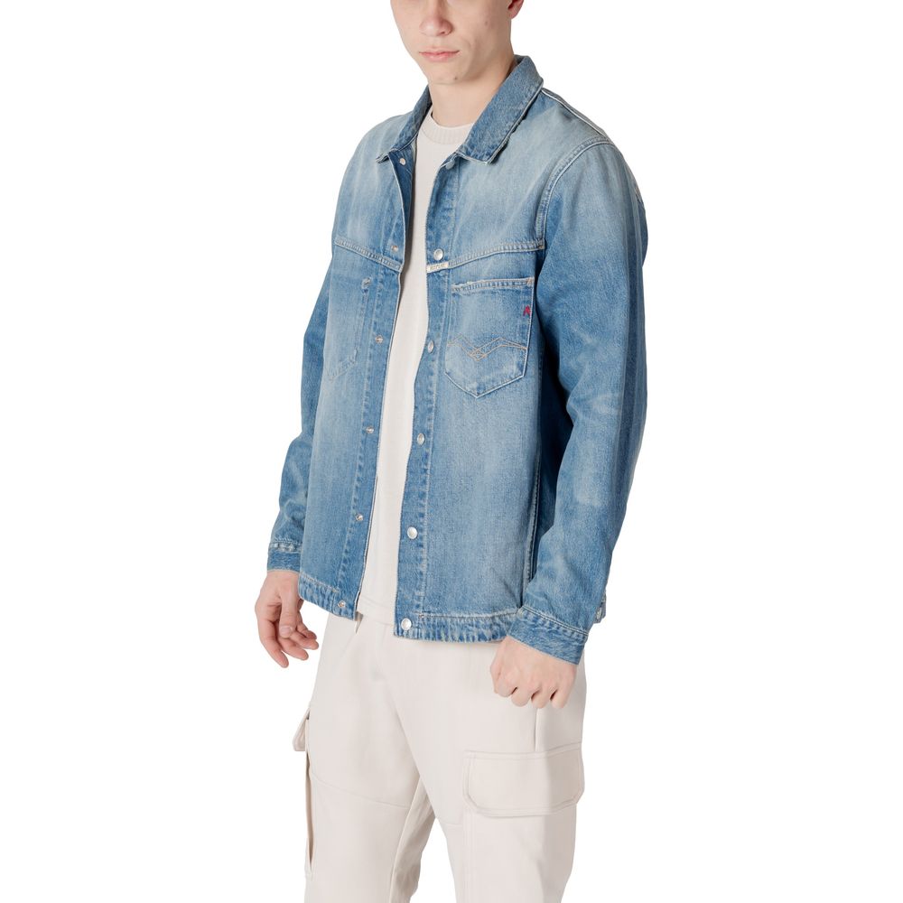 Light Blue Cotton Denim Jacket - ventzia
