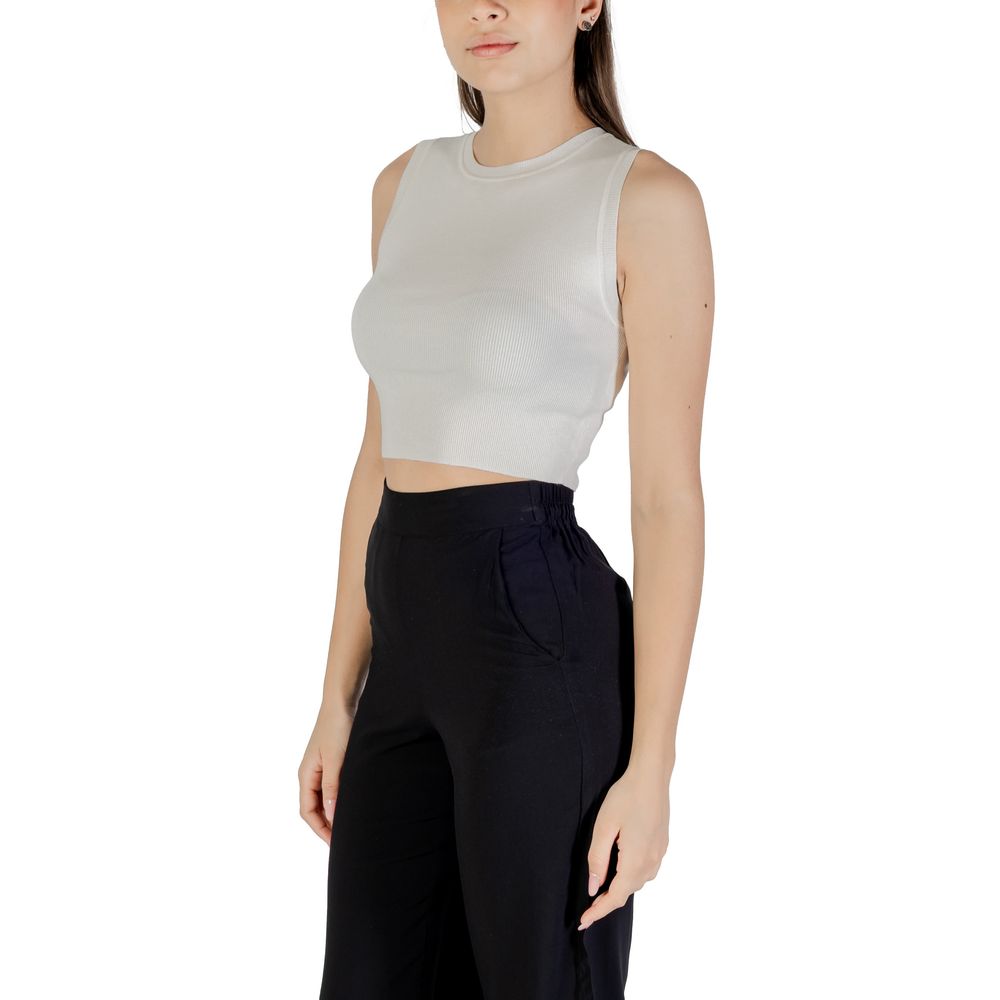 White Viscose Tank Tops - ventzia