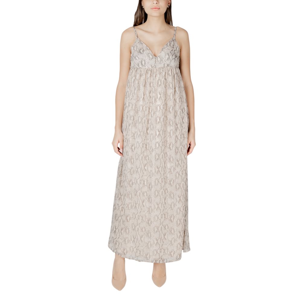 Beige Recycled Polyester Long Dress - ventzia