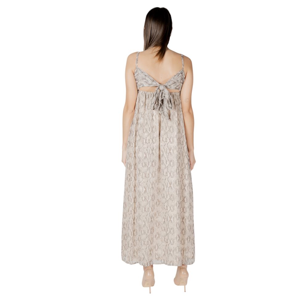 Beige Recycled Polyester Long Dress - ventzia