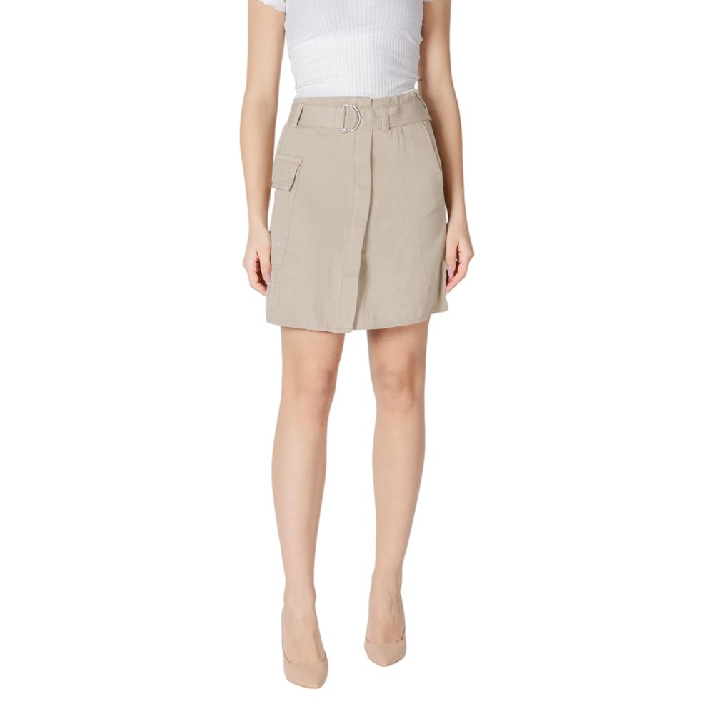 Beige Cotton Mini Skirt - ventzia