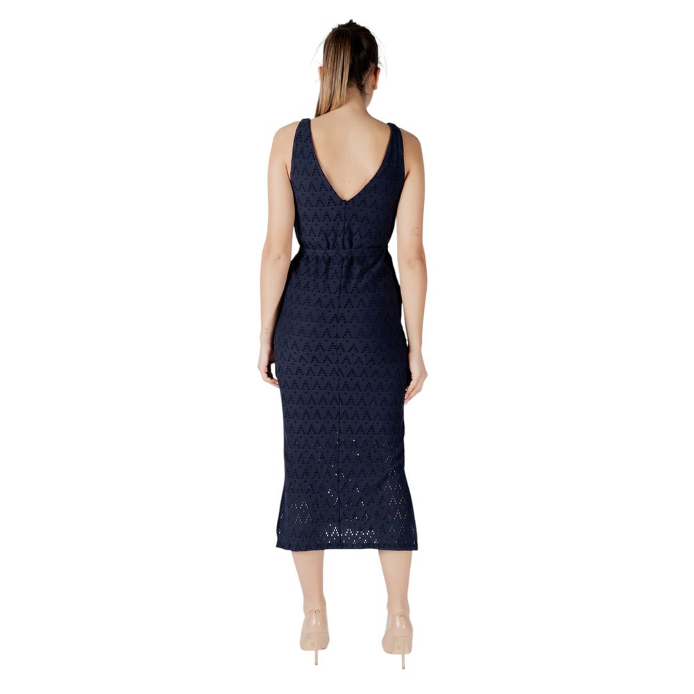 Blue Recycled Polyester Midi Dress - ventzia
