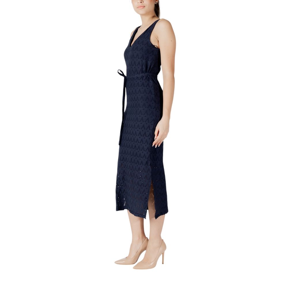 Blue Recycled Polyester Midi Dress - ventzia