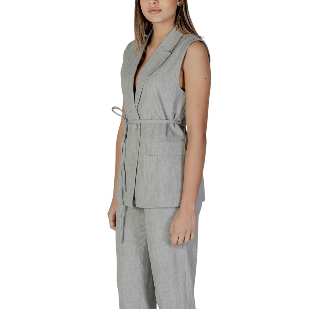Gray Recycled Polyester Waistcoat - ventzia