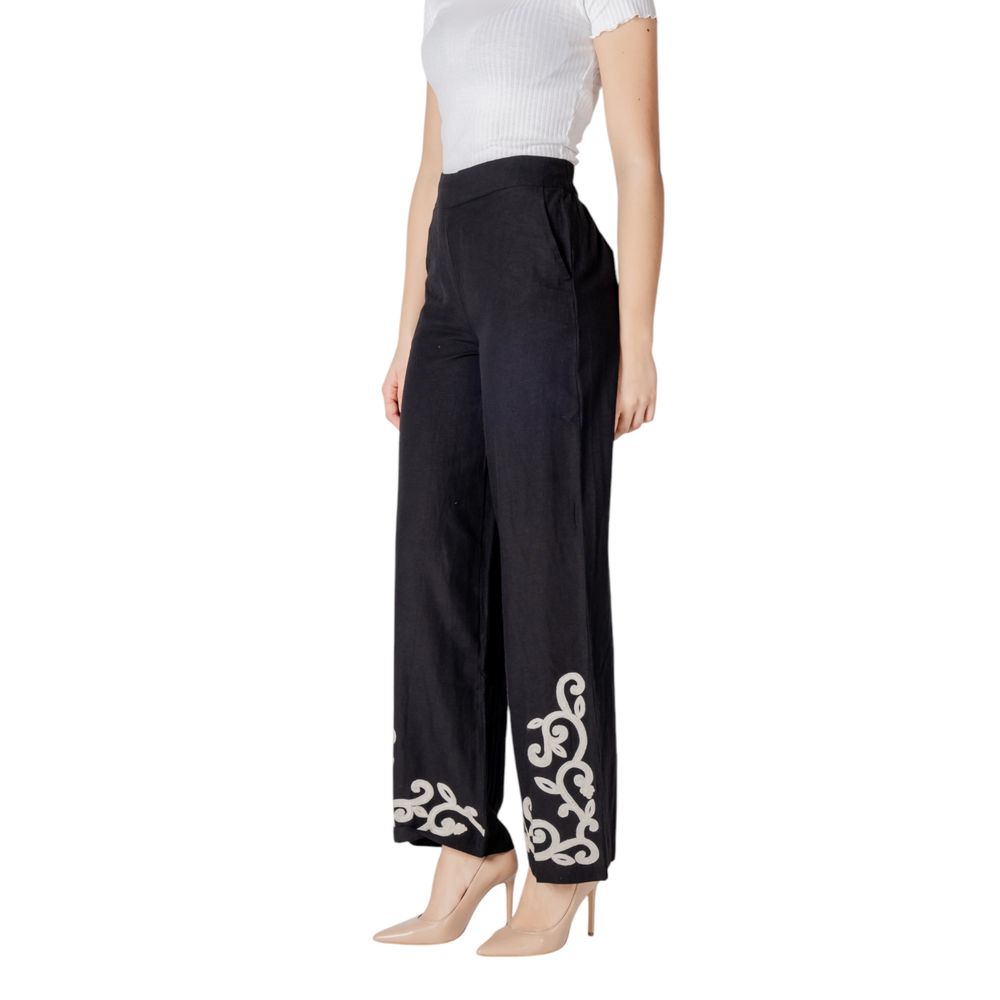 Black Viscose Flared Pants - ventzia