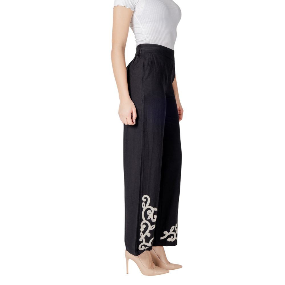 Black Viscose Flared Pants - ventzia