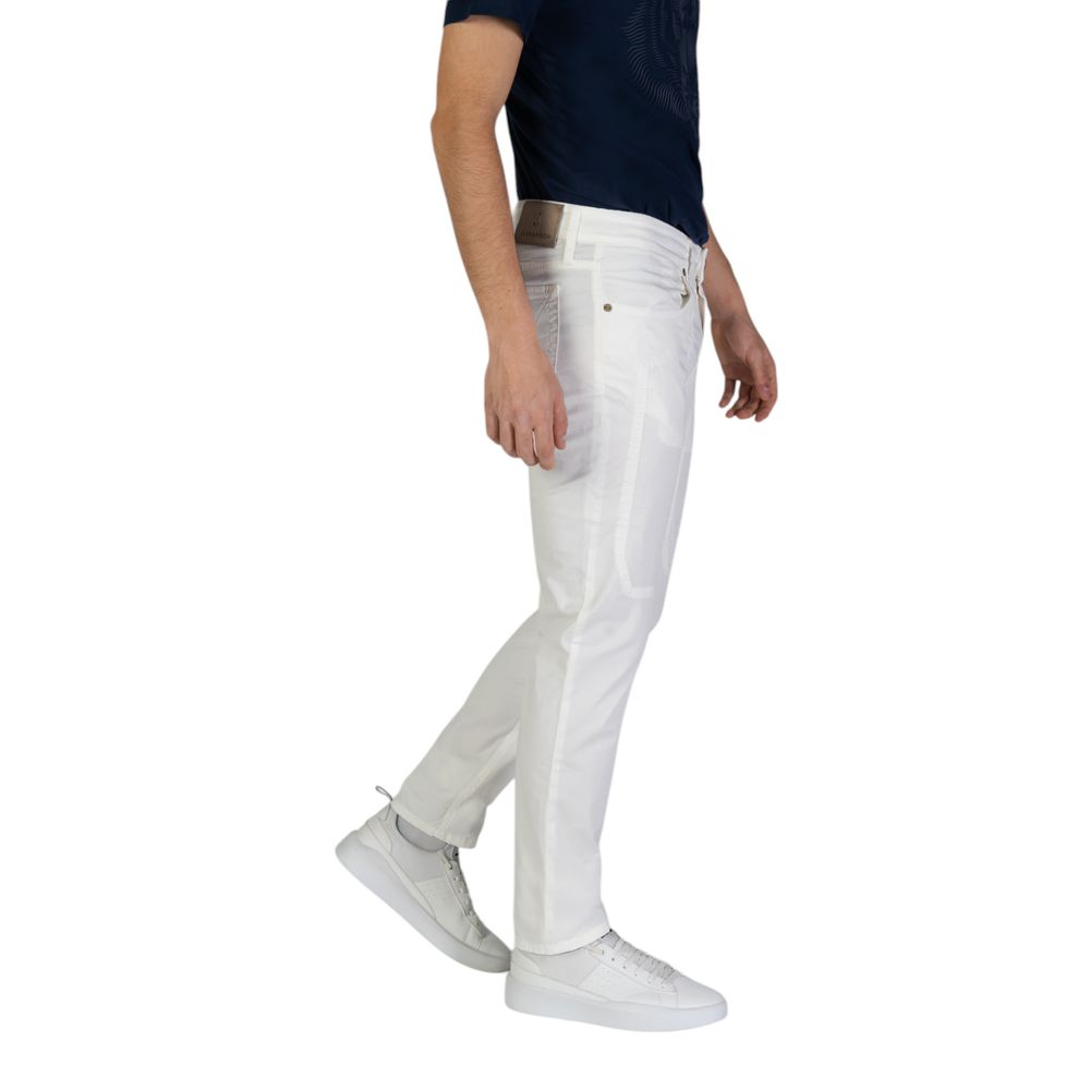 White Cotton Skinny Pants - ventzia