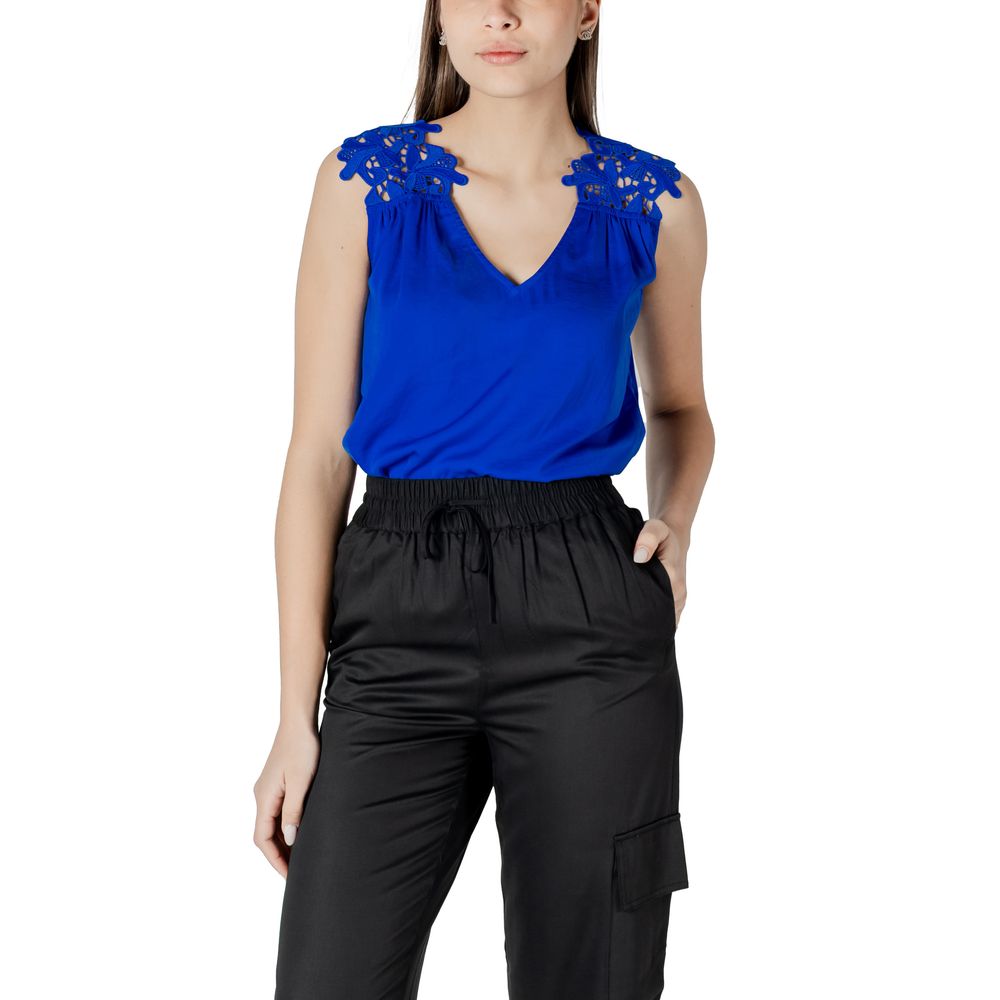 Blue Polyester Tank Tops - ventzia