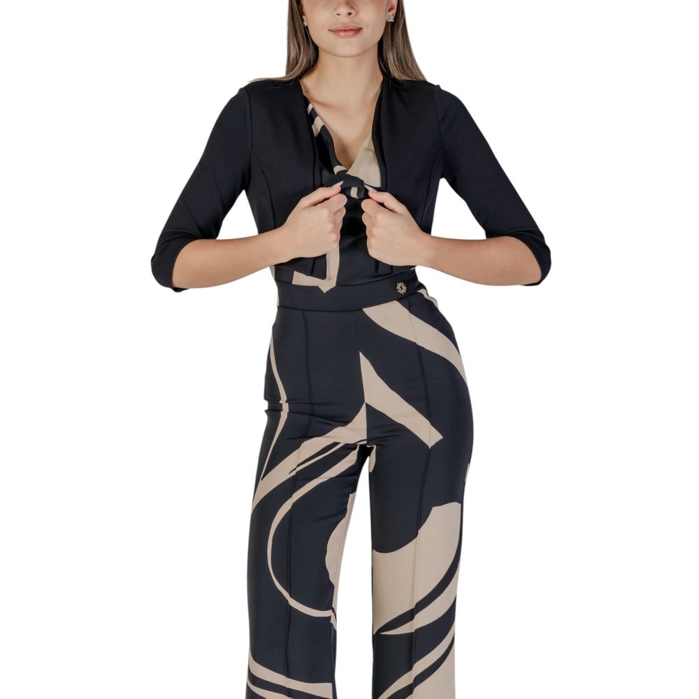 Black Polyester Sleveless Jacket - ventzia