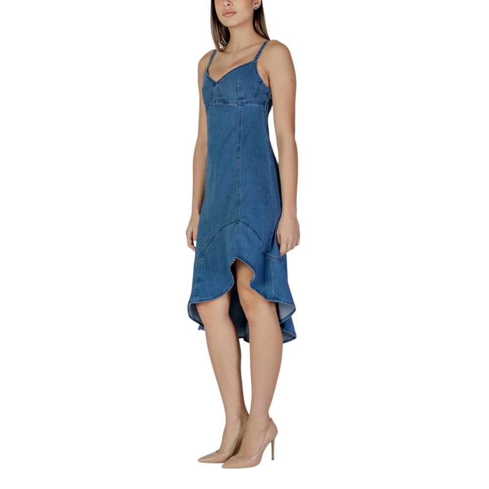 Blue Cotton Long Dress - ventzia
