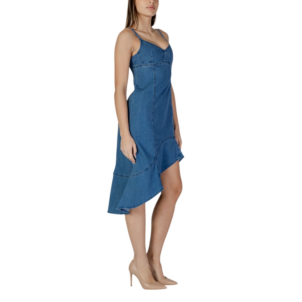 Blue Cotton Long Dress - ventzia