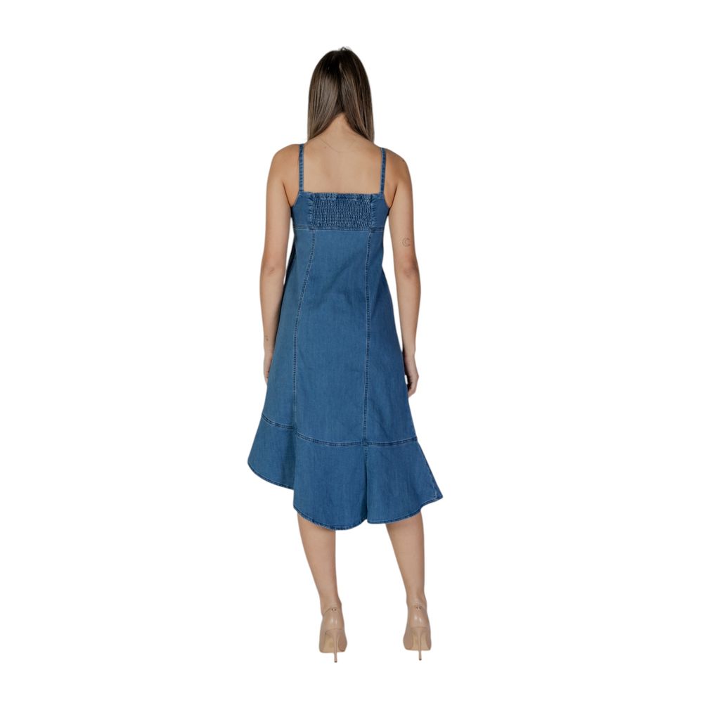 Blue Cotton Long Dress - ventzia