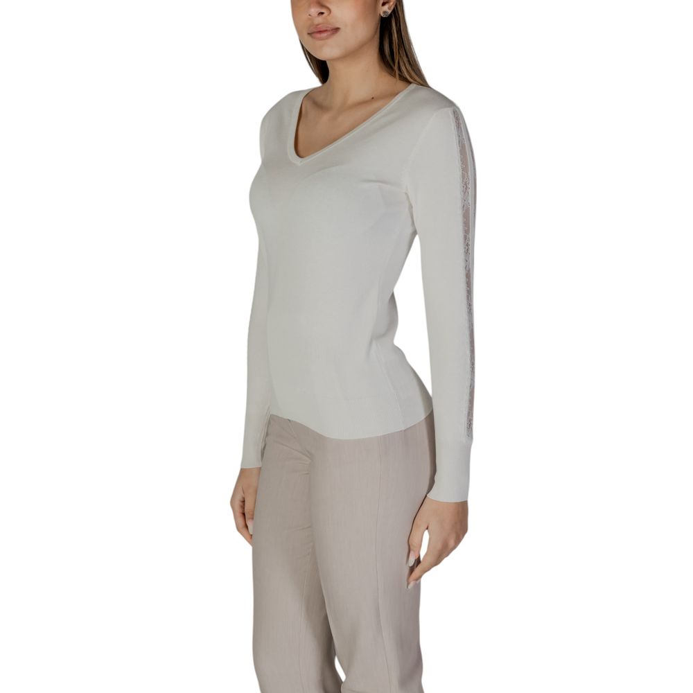 Cream Viscose Long Sleeve T-Shirt - ventzia