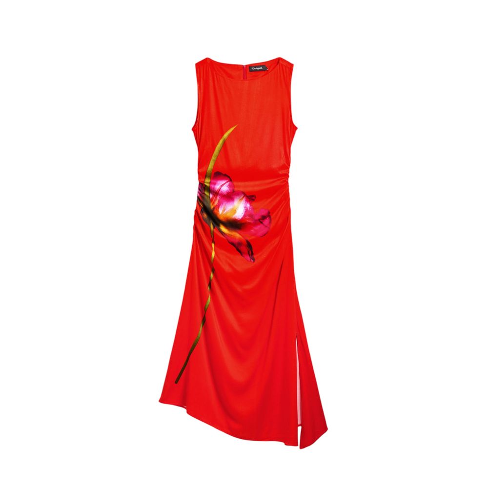 Red Viscose Long Dress - ventzia