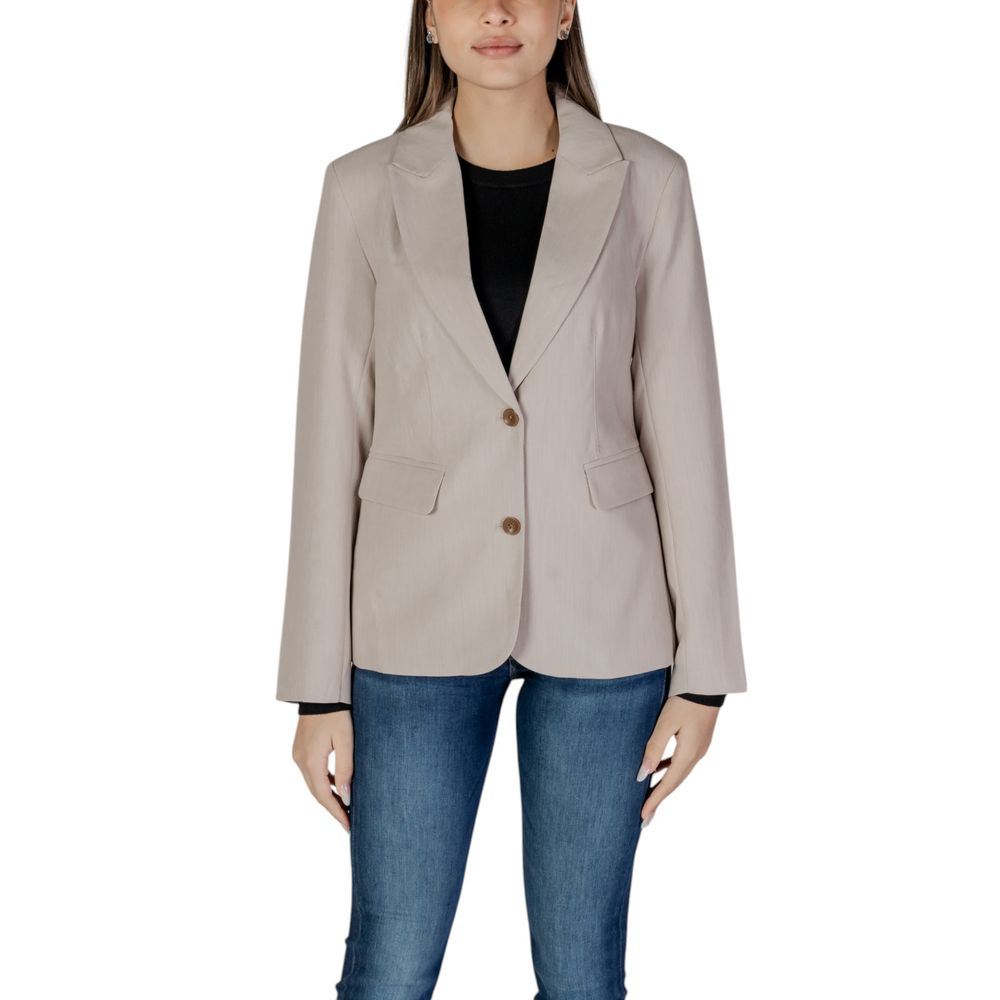 Beige Recycled Polyester Blazer - ventzia