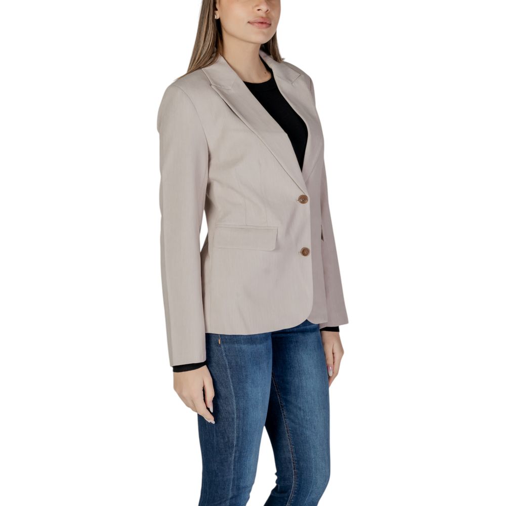 Beige Recycled Polyester Blazer - ventzia