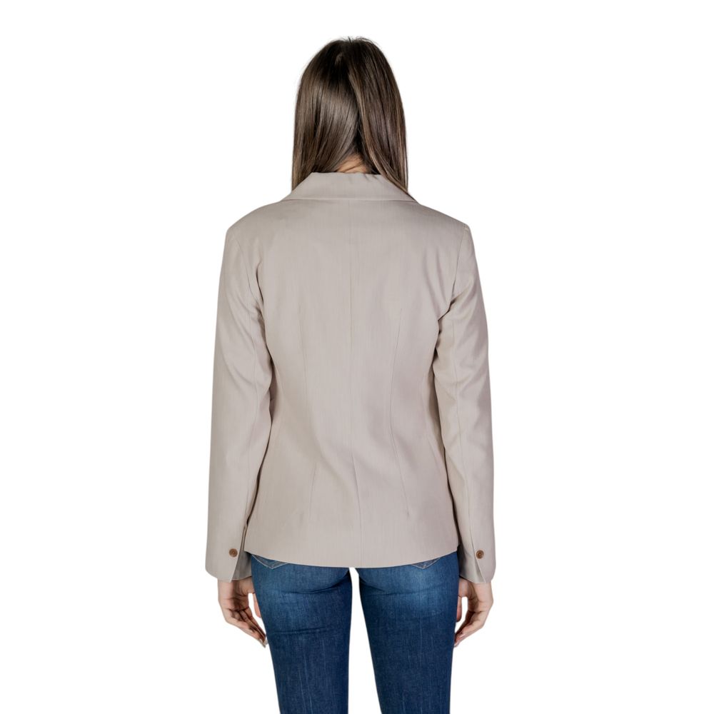 Beige Recycled Polyester Blazer - ventzia