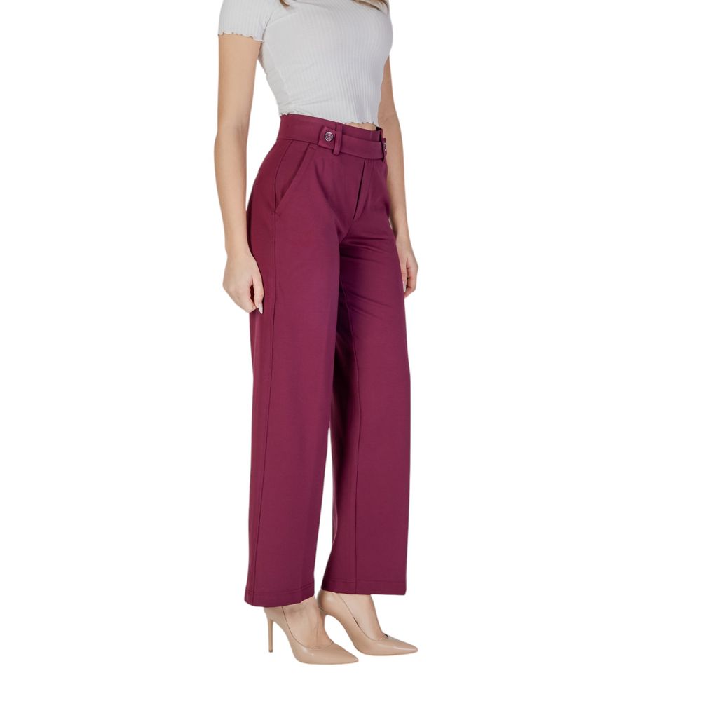 Purple Viscose Casual Pants - ventzia