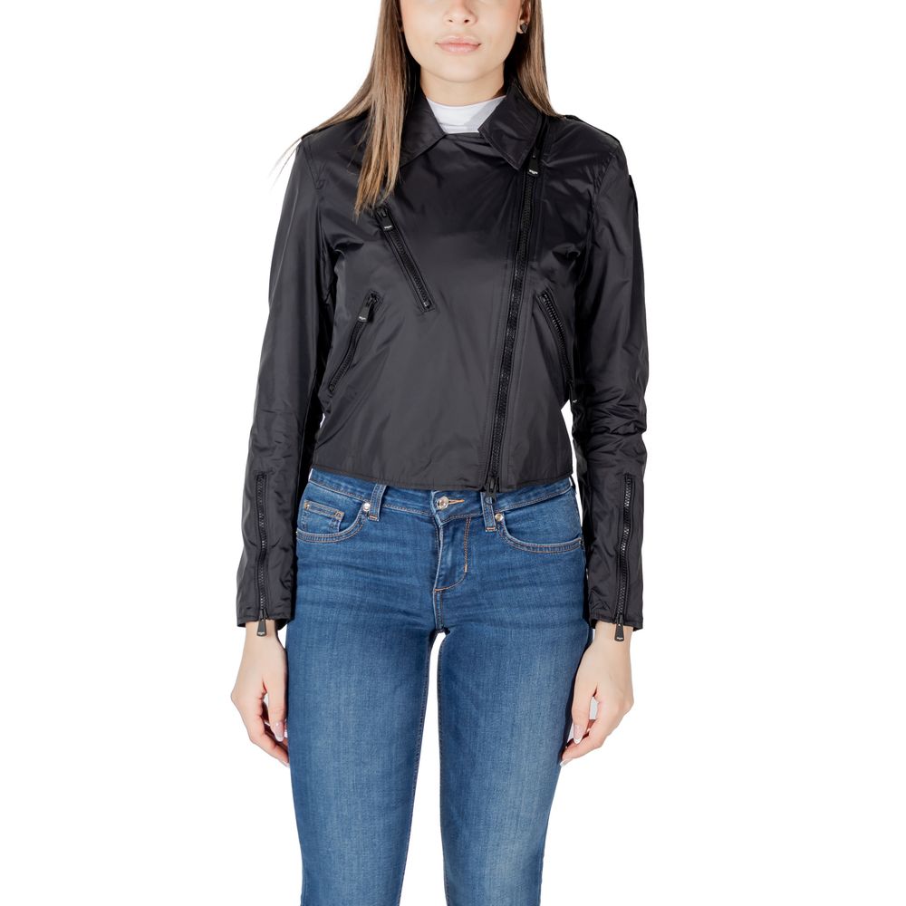 Black Polyamide Biker Jacket - ventzia